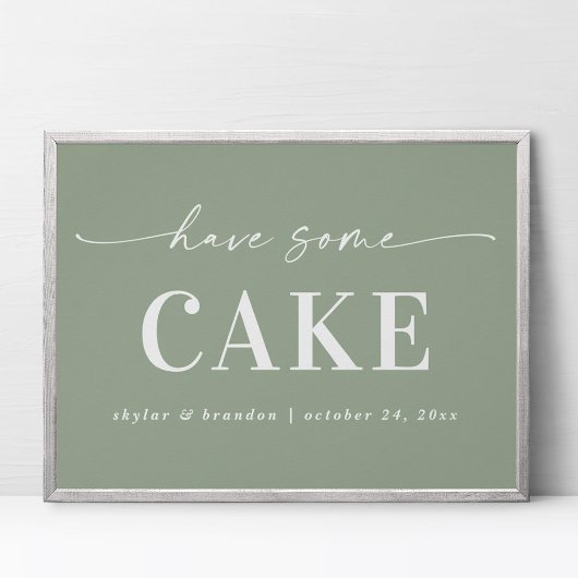 Elegant Leaf Green heeft een tintbord voor het cak Poster