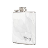 Elegant Leaf Grey Waterverf Persoonlijke naam Heupfles (Links)