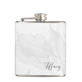 Elegant Leaf Grey Waterverf Persoonlijke naam Heupfles (Voorkant)