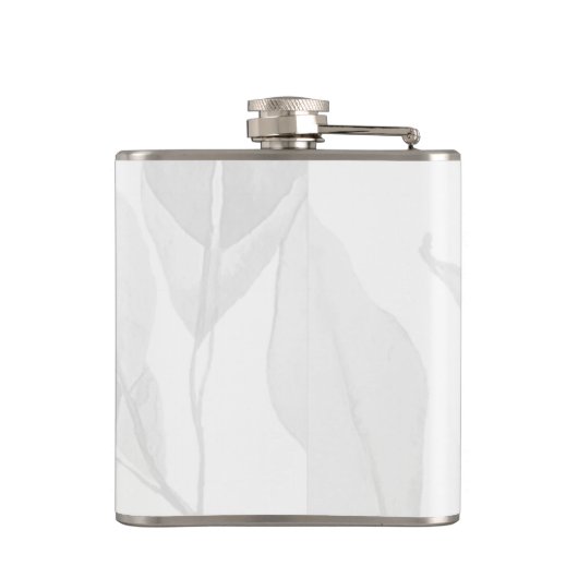 Elegant Leaf Grey Waterverf Persoonlijke naam Heupfles (Achterkant)