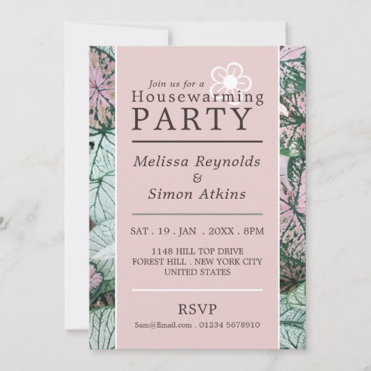 Elegant Leaf, Housewarming Party Invite Aankondiging (Voorkant)