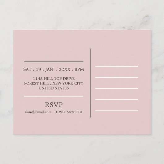 Elegant Leaf, Housewarming Party Invite Uitnodiging Briefkaart (Achterkant)