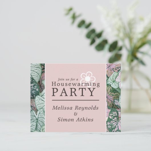Elegant Leaf, Housewarming Party Invite Uitnodiging Briefkaart (Staand voorkant)