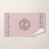 Elegant Leaf illustratie Floral Monogram Pink Bad Handdoek (Handdoek)