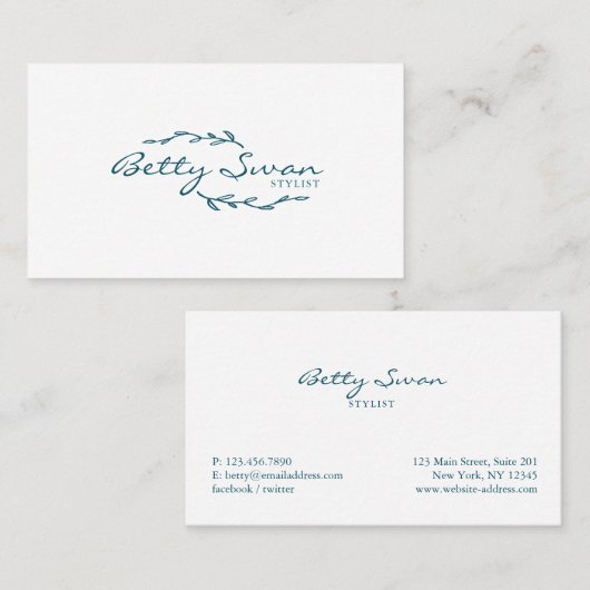 Elegant Leaf Logo Visitekaartje (Voorkant / Achterkant)