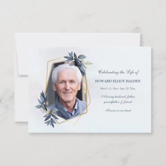 Elegant Leaf Memorial-fotokaart Bedankkaart (Voorkant)