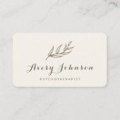 Elegant Leaf Minimalist Psychotherapeut Counselor Visitekaartje (Voorkant)