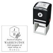 Elegant Leaf Monogram Lijst | Trouwadres Zelfinktende Stempel (In situ)