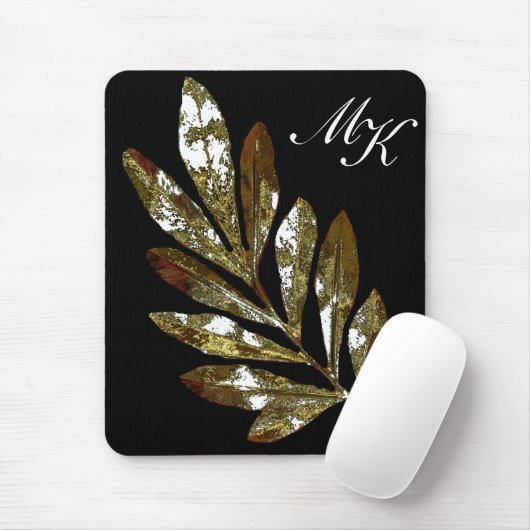 Elegant Leaf Monogram Mousepad Muismat (Met muis)