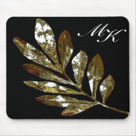 Elegant Leaf Monogram Mousepad Muismat