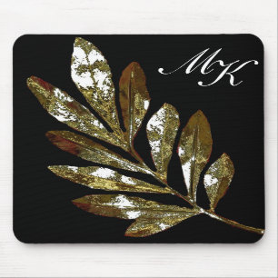 Elegant Leaf Monogram Mousepad Muismat