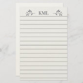 Elegant Leaf Monogram Personalized Lined Briefpapier (Voorkant / Achterkant)