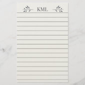 Elegant Leaf Monogram Personalized Lined Briefpapier (Voorkant)