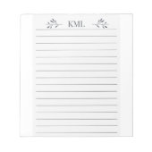 Elegant Leaf Monogram Personalized Lined Notitieblok (Voorkant)