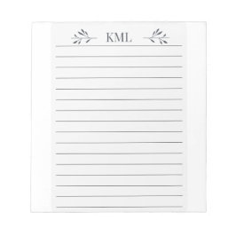 Elegant Leaf Monogram Personalized Lined Notitieblok