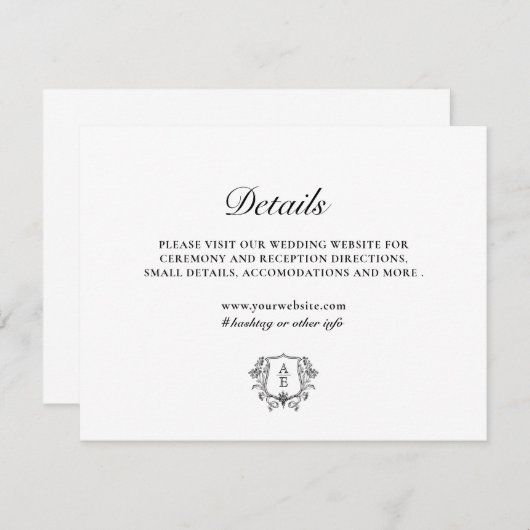 Elegant Leaf Monogram Zwart & Wit Behuizing Kaart (Voorkant / Achterkant)