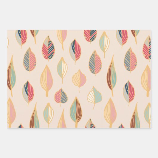 Elegant Leaf-patroon Inpakpapier Vel (Voorkant 3)