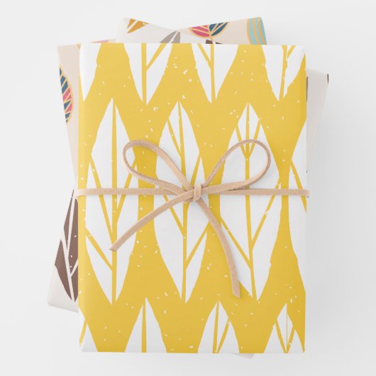 Elegant Leaf-patroon Inpakpapier Vel (In situ)