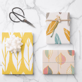 Elegant Leaf-patroon Inpakpapier Vel