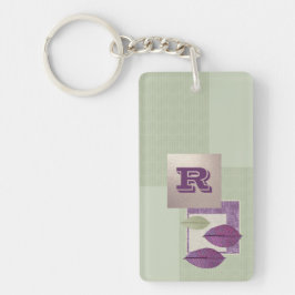 Elegant Leaf Patroon op aangepast monogram Sleutelhanger