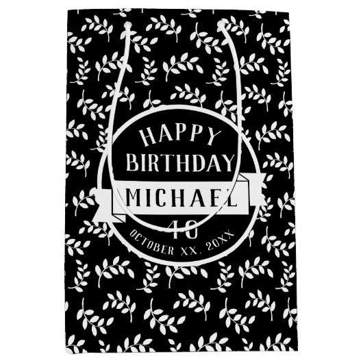 Elegant Leaf Pattern Natuur Lovers Birthday Medium Cadeauzakje (Voorkant)