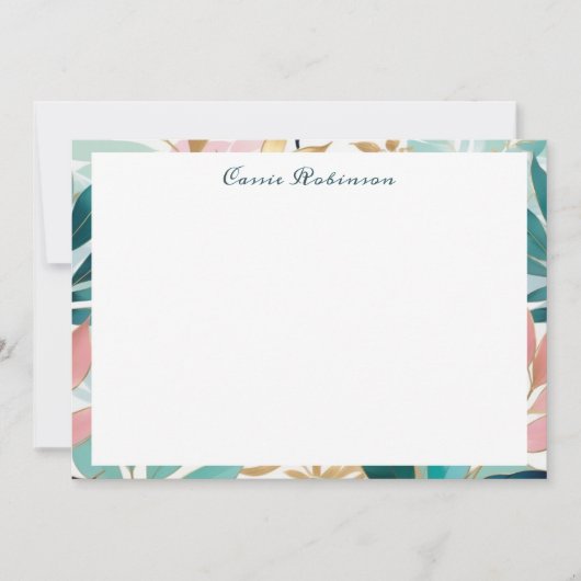 Elegant Leaf Pattern Personalized Notitiekaartje (Voorkant)