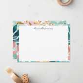 Elegant Leaf Pattern Personalized Notitiekaartje (Voorkant / Achterkant in situ)