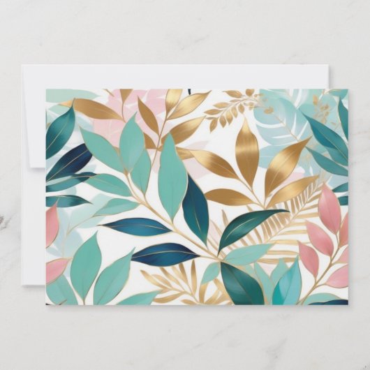 Elegant Leaf Pattern Personalized Notitiekaartje (Achterkant)