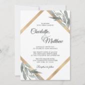 Elegant Leaf Sage Olive Branches Gold Foil Wedding Kaart (Voorkant)