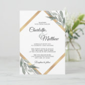 Elegant Leaf Sage Olive Branches Gold Foil Wedding Kaart (Staand voorkant)