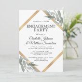 Elegant Leaf Salie Olive Gold ENGAGEMENT PARTY Kaart (Staand voorkant)