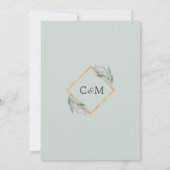 Elegant Leaf Silver Dusty Sage Gold Foil Wedding Kaart (Achterkant)