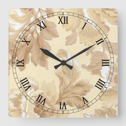 Elegant Leaf Square Roman Numeras Clock Vierkante Klok (Voorkant)