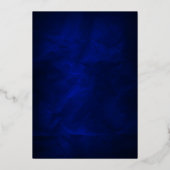 Elegant Leaf Swirl Deep Blue Wedding Folie Uitnodiging (Achterkant)