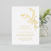 Elegant Leaf Trouw Goud Folie Uitnodiging (Staand Voorkant)