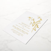 Elegant Leaf Trouw Goud Folie Uitnodiging (Gedraaid)