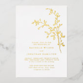 Elegant Leaf Wedding Gold Folie Uitnodiging (Voorkant)