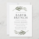 Elegant Leaf Wreath Baby shower Brunch Invite Kaart (Voorkant)