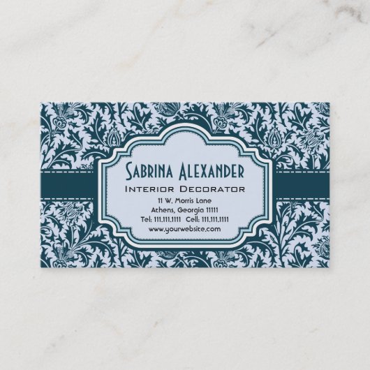 Elegant Leafy Art Nouveau Arts and Crafts Pattern Visitekaartje (Voorkant)