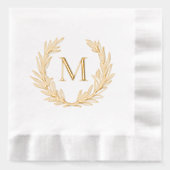 Elegant Leafy Crest Personalized Monogram Initiaal Folie Servetten (Voorkant)