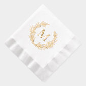 Elegant Leafy Crest Personalized Monogram Initiaal Folie Servetten (Rechts)