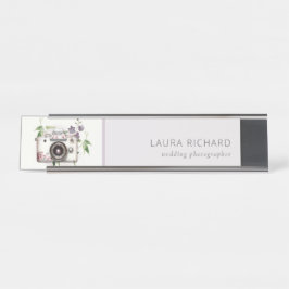 Elegant  Leafy Floral Camera Foto Bureau Naambordje