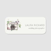 Elegant  Leafy Floral Camera Foto Naamplaatje (Voorkant)