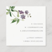 Elegant  Leafy Floral Camera Foto Vierkante Visitekaartje (Achterkant)