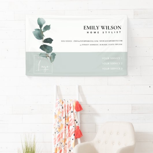 ELEGANT LEAFY FOLIAGE GREENERY WATERVERF KANTOOR SPANDOEK (Insitu)