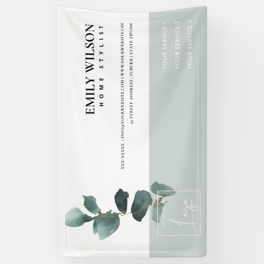 ELEGANT LEAFY FOLIAGE GREENERY WATERVERF KANTOOR SPANDOEK (Verticaal)