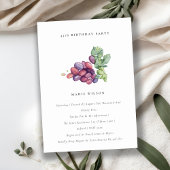 Elegant Leafy Grapes any Age Birthday Invite Bedankkaart