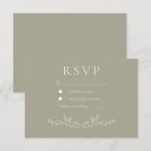 Elegant Leafy Leaf Line Art Wedding  RSVP Kaartje (Voorkant / Achterkant)