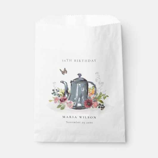 Elegant Leafy Roos Floral Teapot Elke dag Bedankzakje (Voorkant)