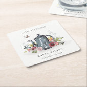 Elegant Leafy Roos Floral Teapot Elke dag Kartonnen Onderzetters (Schuin)